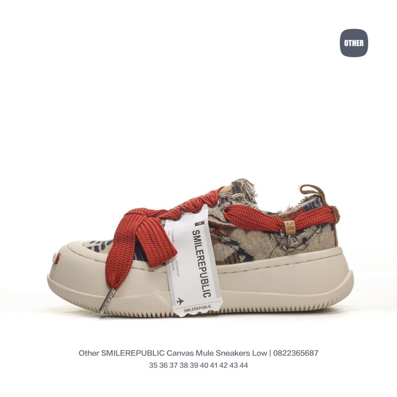 SMILEREPUBLIC 스마일리퍼블릭 캔버스 뮬 스니커즈 남녀공용품 로우 SMILEREPUBLIC 스마일리퍼블릭 캔버스 뮬 스니커즈 남녀공용품 로우
